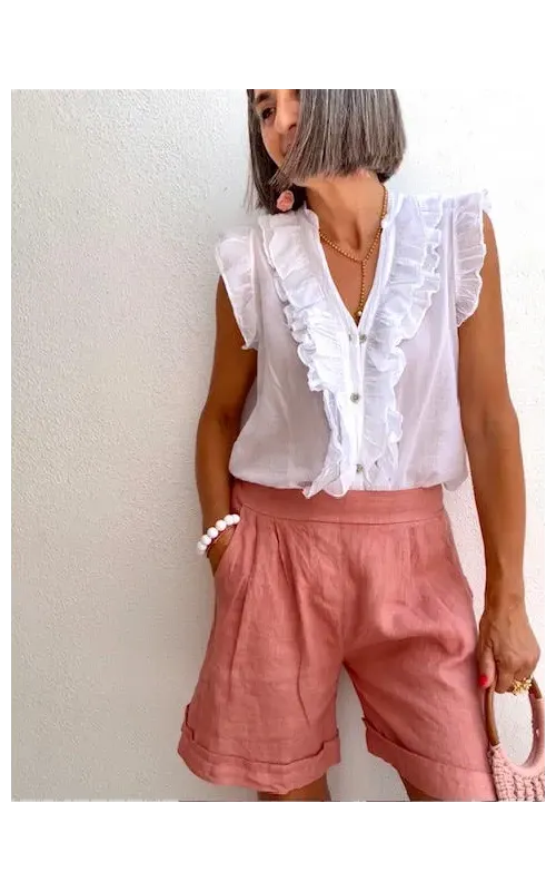 Shorts Lino Rosa